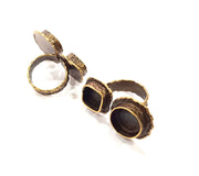 Antique Bronze Ring Blank Ring Setting inlay Blank Mosaic Bezel Base Cabochon Mountings (14mm+10x10mm) Antique Bronze Plated Brass G12279