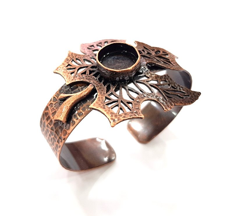 Copper Bracelet Blanks Bangle Blanks Cuff Blanks Adjustable Bracelet Blank Antique Copper Plated Brass ( 14mm Blanks ) G13589