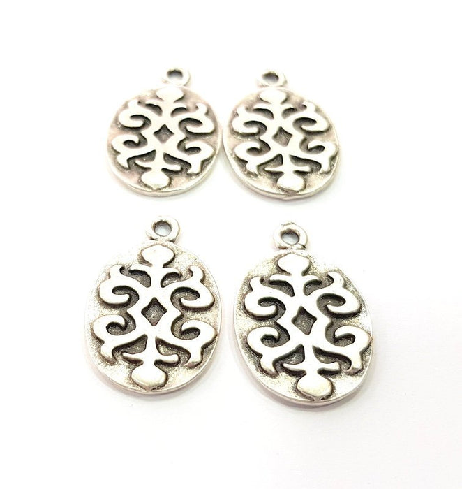 4 Silver Charms Antique Silver Plated Metal (28x17mm) G14396