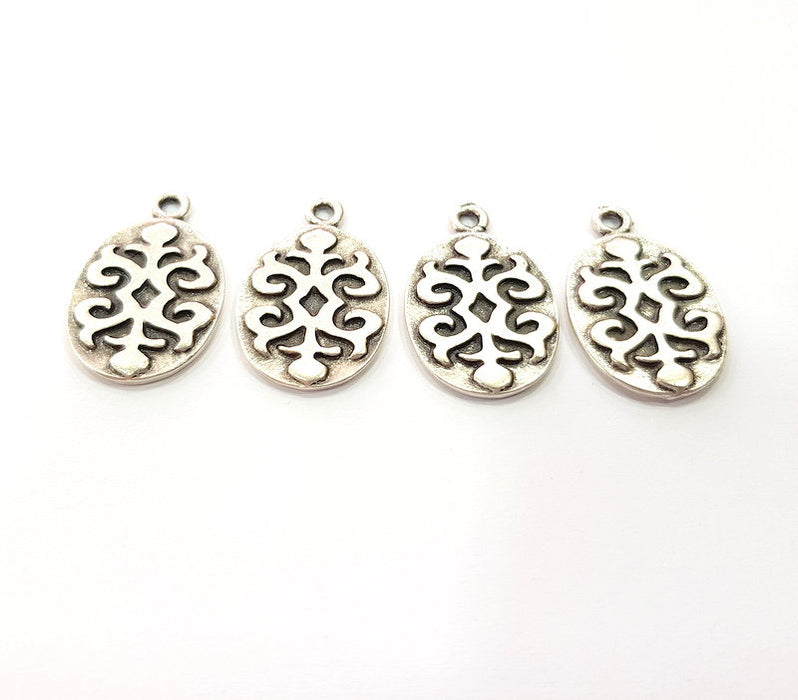 4 Silver Charms Antique Silver Plated Metal (28x17mm) G14396