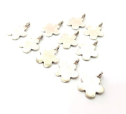 10 Flower Charm Silver Charms Antique Silver Plated Metal (18x13mm) G12305