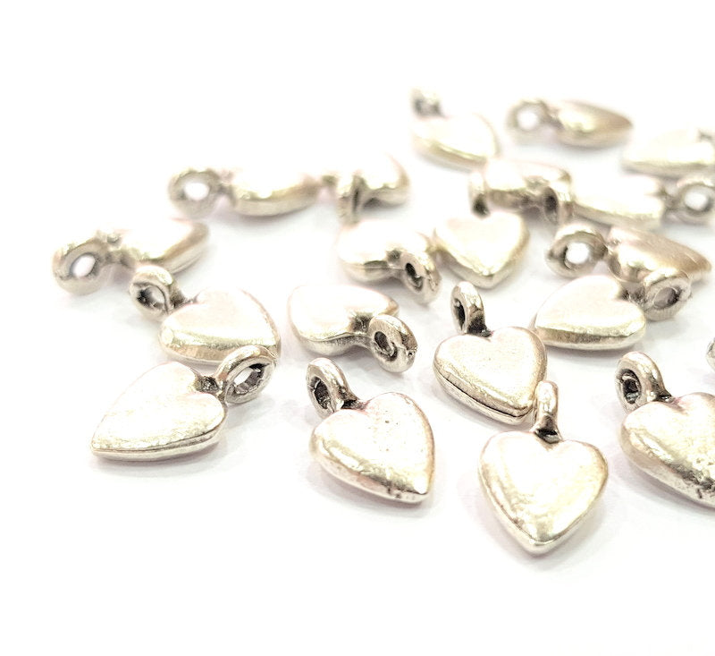 20 Heart Charm Silver Charms Antique Silver Plated Metal (12x7mm) G16296