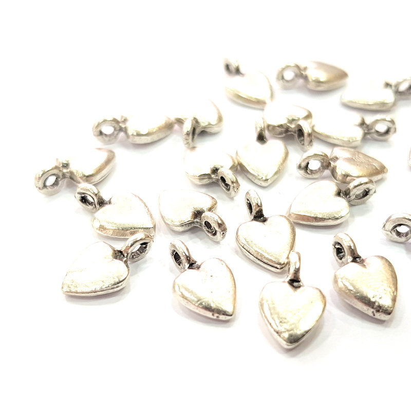 20 Heart Charm Silver Charms Antique Silver Plated Metal (12x7mm) G16296