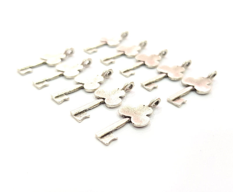 20 Key Charm Antique Silver Plated Metal (22x10mm) G12309