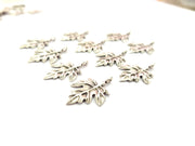 50 Leaf Charm Silver Charms Antique Silver Plated Metal (25x17mm) G12313