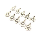 20 Flower Charm Silver Charms Antique Silver Plated Metal (10mm) G12316