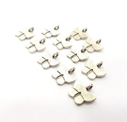 10 Butterfly Charm Silver Charms Antique Silver Plated Metal (13x12mm) G12321