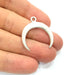 4 Crescent Charm Silver Moon Charm Antique Silver Plated Pendants  (28mm)  G12703