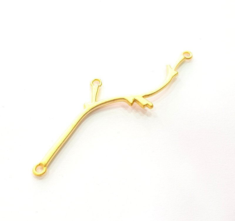 2 Tree Branch Gold Charm Gold Plated Charms  (75 mm)  G12323