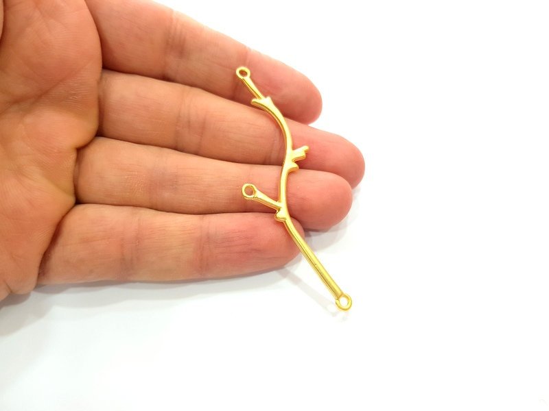 2 Tree Branch Gold Charm Gold Plated Charms  (75 mm)  G12323