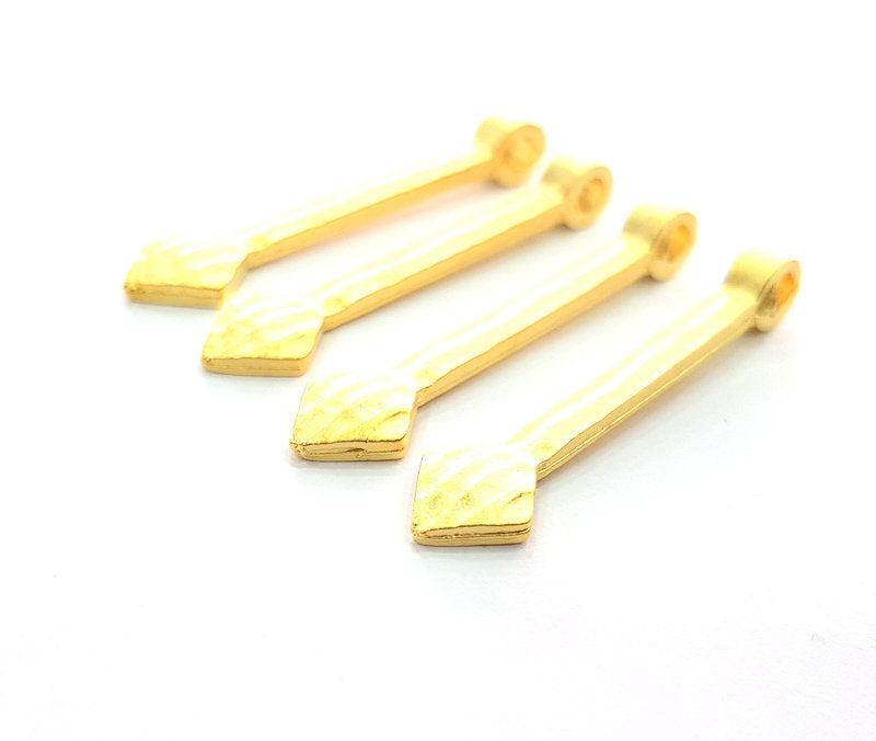 4 Gold Charm Gold Spike Charm Gold Plated Metal (40x8mm)  G12328