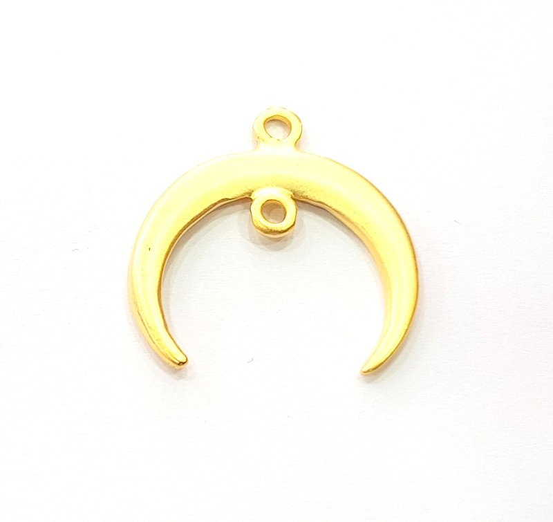 2 Crescent Charm Gold Moon Charm Gold Plated Charms  (28mm)  G12329