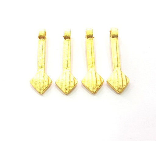4 Gold Charm Gold Spike Charm Gold Plated Metal (30x8mm)  G12332