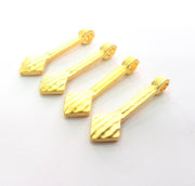 4 Gold Charm Gold Spike Charm Gold Plated Metal (30x8mm)  G12332