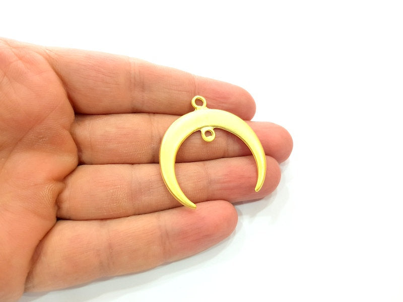 Crescent Charm Gold Moon Charm Gold Plated Charms  (39mm)  G12334