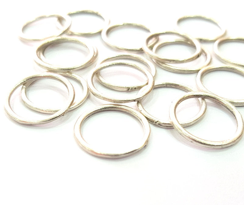 20 Silver Circle Connector Charms Antique Silver Plated Charms (16mm) G12338