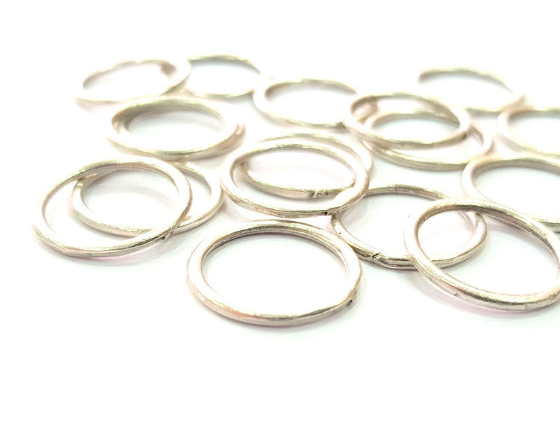 50 Silver Circle Connector Charms Antique Silver Plated Charms (16mm) G12338