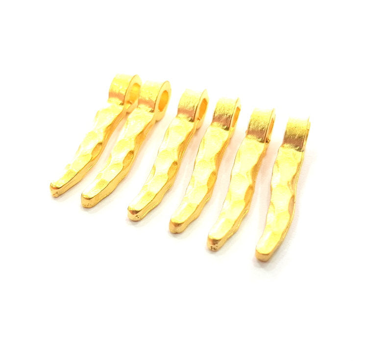 6 Gold Charm Gold Spike Charm Gold Plated Metal (27x5mm)  G12339