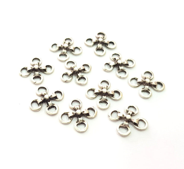 20 Silver Connector Charms Antique Silver Plated Charms (14mm) G12344