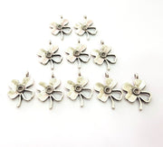 10 Clover Charm Antique Silver Plated Charms (25x17mm) G12348