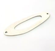 Large Oval Connector Pendant Antique Silver Plated Metal (90x29mm) G12350