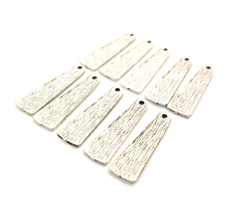 10 Silver Charms Antique Silver Plated Charms (28x8mm) G8131