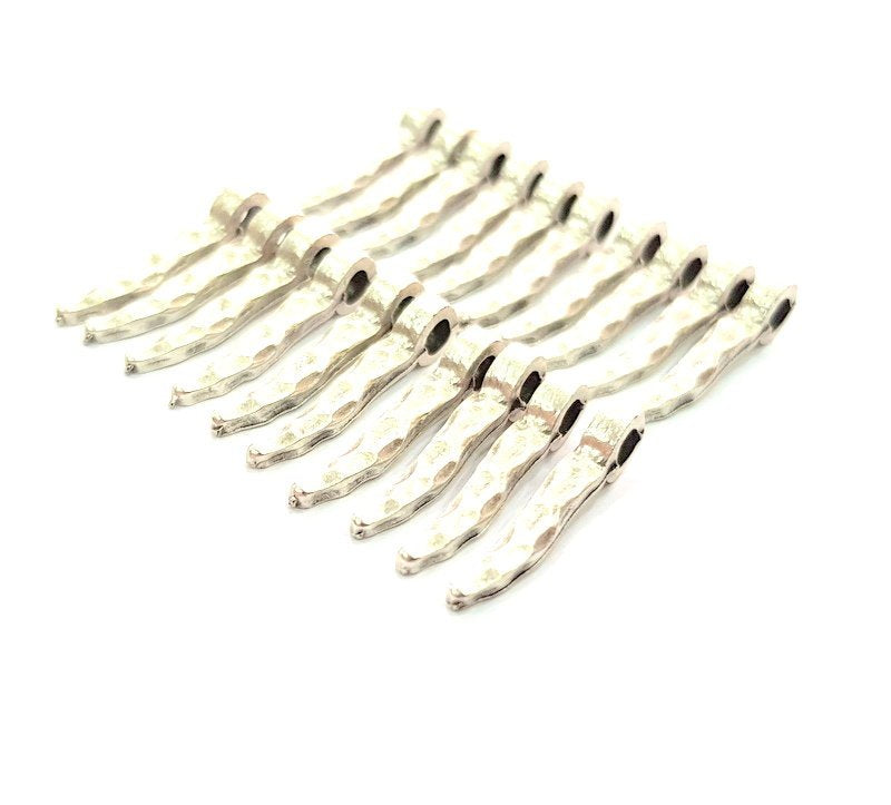 10 Silver Charms Antique Silver Plated Metal (22x5mm) G12362