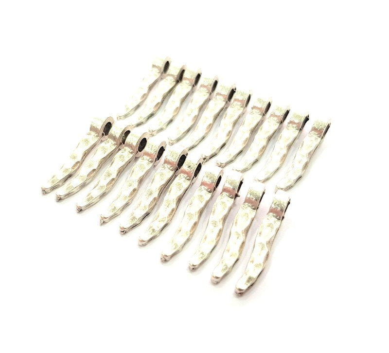 10 Silver Charms Antique Silver Plated Metal (22x5mm) G12362