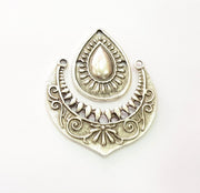 10 Set Silver Charms Antique Silver Plated Metal (42x34mm) G12364