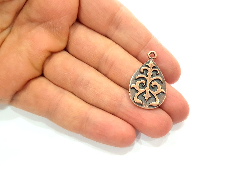 4 Drop Charm Antique Copper Charm Antique Copper Plated Metal (33x20mm) G12367