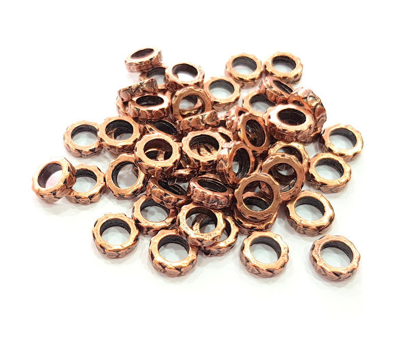 10 Copper Rondelle Beads Antique Copper Beads Antique Copper Plated Metal (10mm) G12375