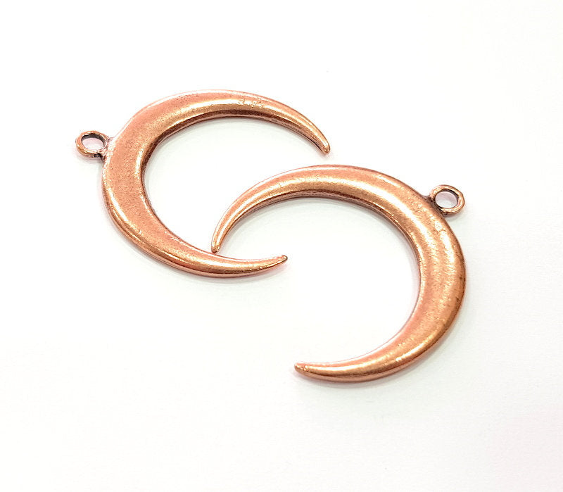 2 Crescent Charm Moon Charm Antique Copper Charm Antique Copper Plated Metal (37mm) G12377