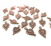 20 Heart Charm Antique Copper Charm Antique Copper Plated Metal (17x9mm) G12378