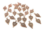 20 Heart Charm Antique Copper Charm Antique Copper Plated Metal (17x9mm) G12378