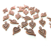20 Heart Charm Antique Copper Charm Antique Copper Plated Metal (17x9mm) G12378