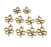 10 Clover Charm Antique Bronze Charm Antique Bronze Plated Metal (25x16mm) G12388