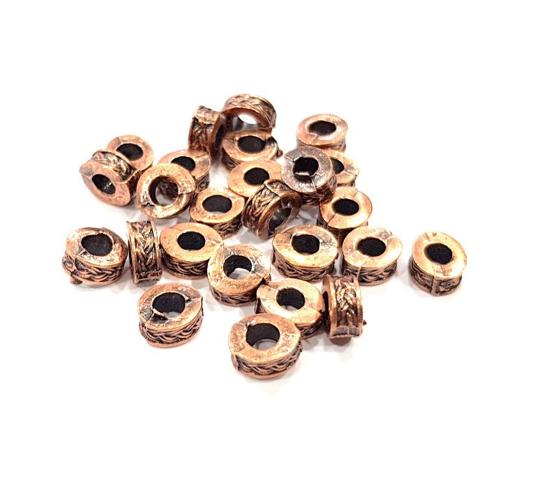 10 Copper Rondelle Beads Antique Copper Beads Antique Copper Plated Metal (8mm) G12398
