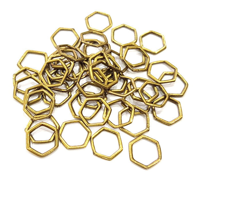 20 Hexagon Connector Findings Antique Bronze Connector Antique Bronze Plated Metal  (13mm) G12399