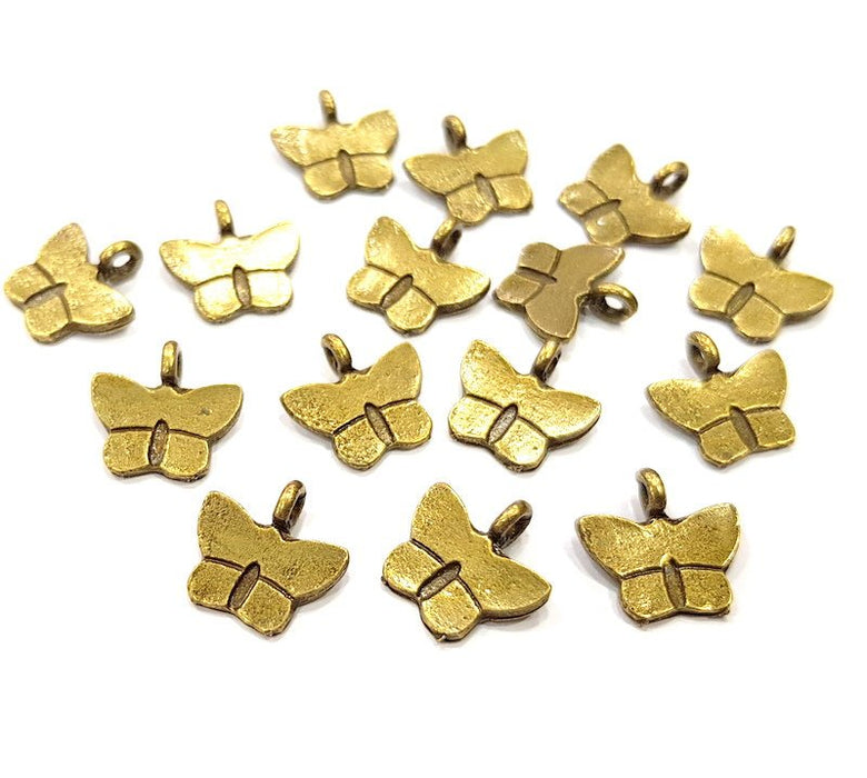 10 Butterfly Charm Antique Bronze Charm Antique Bronze Plated Metal (13mm) G12402