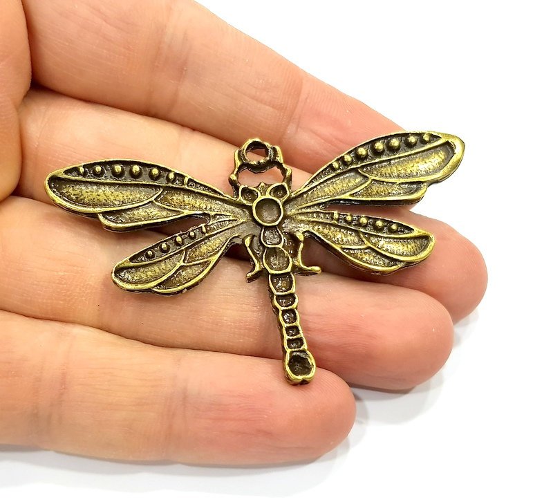 Dragonfly Pendant Antique Bronze Pendant Antique Bronze Plated Metal ( 67x39mm) G12403