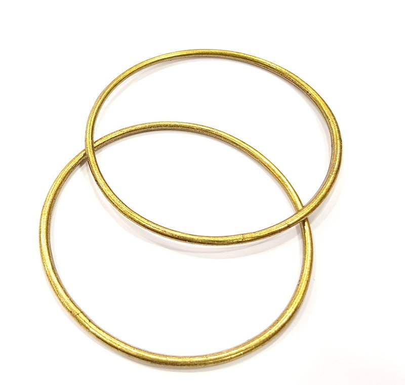 2 Large Circle Connector Antique Bronze Connector Antique Bronze Plated Metal (69mm)  G12404