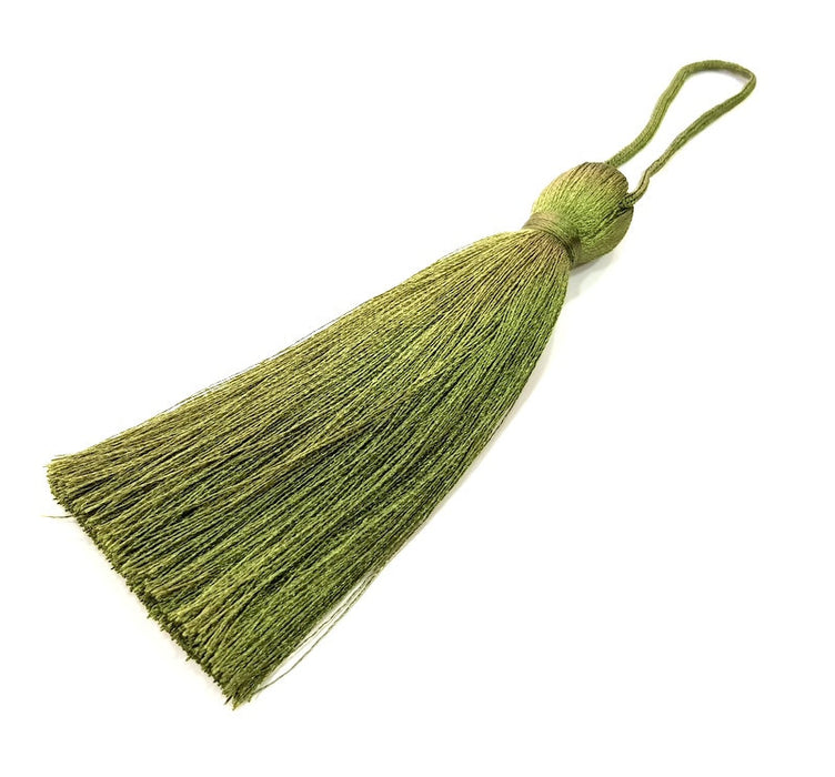 Khaki Green Tassel Large Thick 113 mm - 4.4 inches G12425