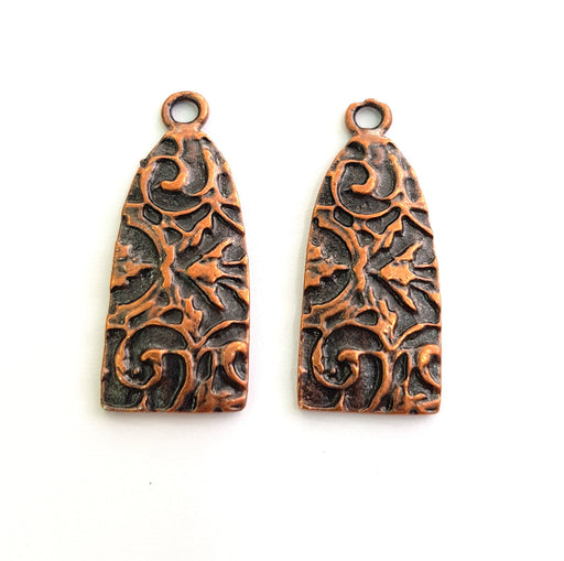 2 Copper Charm Antique Copper Charm Antique Copper Plated Metal  (40x16mm) G13605