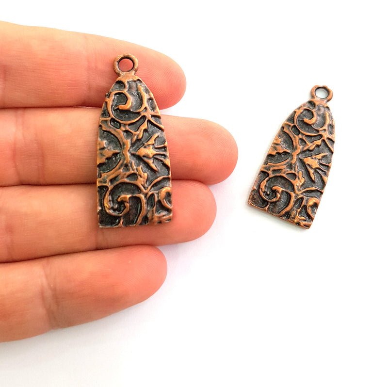 2 Copper Charm Antique Copper Charm Antique Copper Plated Metal  (40x16mm) G13605