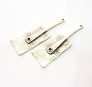 2 Silver Pendant Antique Silver Plated Pendant (61x19mm) G15291