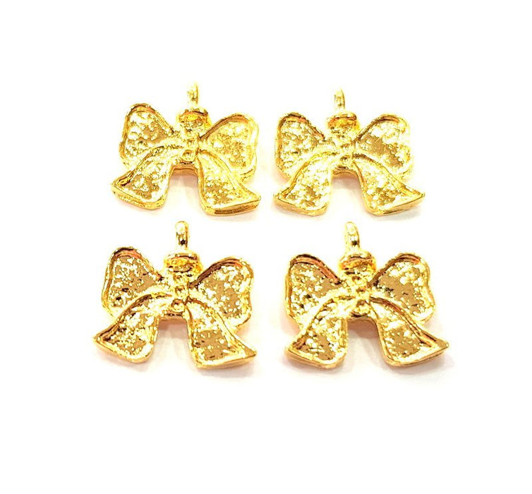 4 Fiyonk Charm Gold Plated Charm Gold Plated Metal (15x15mm)  G12455