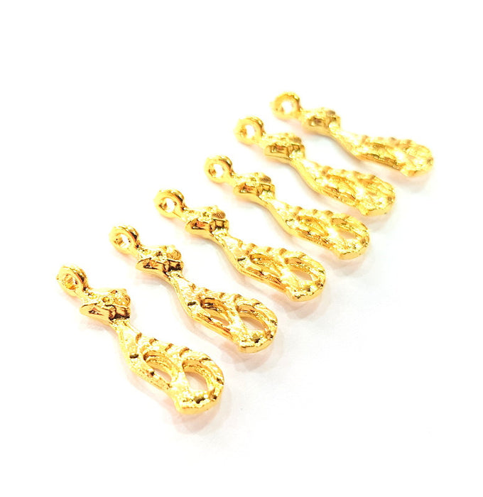 8 Cat Charm Gold Plated Charm Gold Plated Metal (23x7mm)  G12456