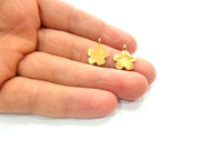 6 Flower  Charm Gold Plated Charm Gold Plated Metal (17x14mm)  G12458