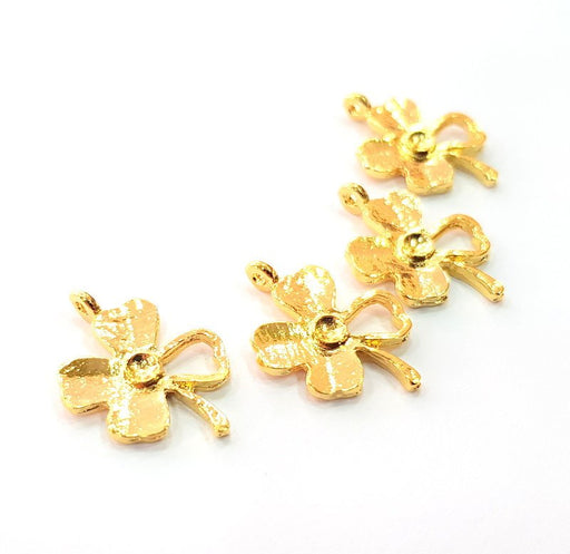4 Clover Charm Gold Plated Charm Gold Plated Metal (25x16mm)  G12459