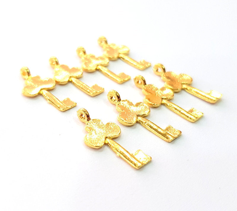 8 Key Charm Gold Plated Charm Gold Plated Metal (23x10mm)  G12460